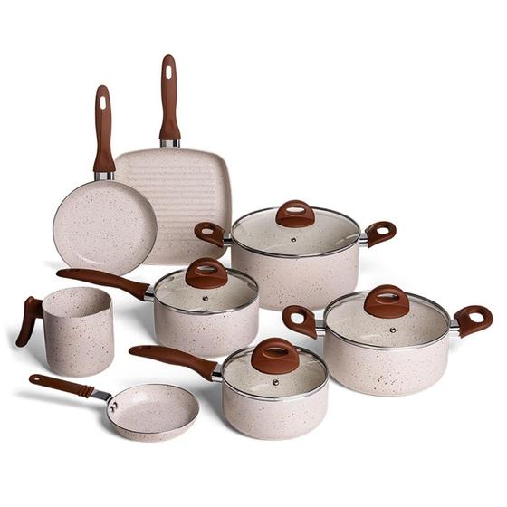 Conjunto de Panelas 8 Peças Ceramic Life Smart Plus Vanilla Brinox Menor preço em Conjunto de Panelas 8 Peças Ceramic Life Smart Plus Vanilla Brinox