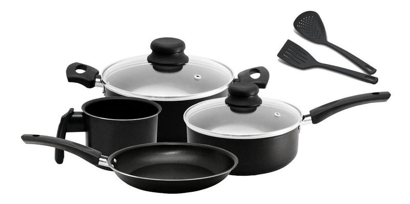 Conjunto De Panelas Antiaderente Preto Arnix 6 Peças Menor preço em Conjunto De Panelas Antiaderente Preto Arnix 6 Peças