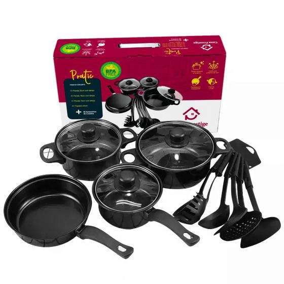 Conjunto de Panelas Antiaderente Teflon 10 Peças - Casa Prestige Menor preço em Conjunto de Panelas Antiaderente Teflon 10 Peças - Casa Prestige