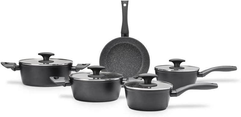 Imagem de Conjunto de Panelas Brinox 5pcs Ceramic Life Orion Preto com Fundo de Indução