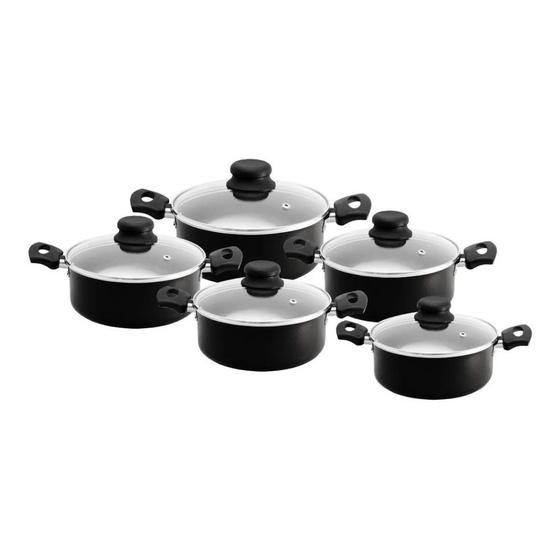 Conjunto De Panelas Caçarola 5 Peças Antiaderente Teflon- Preto Menor preço em Conjunto De Panelas Caçarola 5 Peças Antiaderente Teflon- Preto