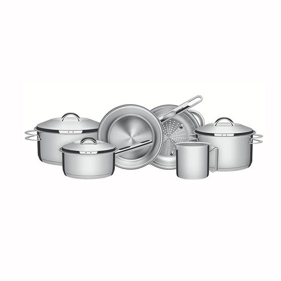 Conjunto De Panelas Em Aço Inox 6Pcs Linha Solar - Tramontina Menor preço em Conjunto De Panelas Em Aço Inox 6Pcs Linha Solar - Tramontina