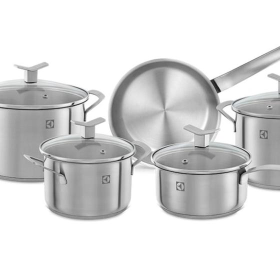 Conjunto de Panelas em Aço Inoxidável Electrolux 5 unidades Menor preço em Conjunto de Panelas em Aço Inoxidável Electrolux 5 unidades