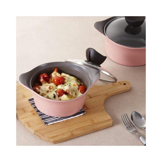 Conjunto Panelas 5 Peças Rosa - Antiaderente E Prático
