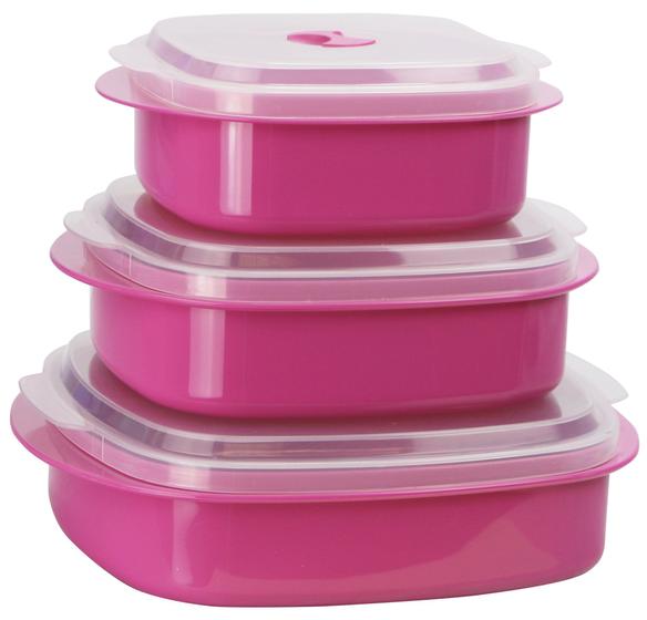 Imagem de Conjunto de Panelas para Microondas Calypso Basics - 6 Peças com Vaporizador e Recipientes Magenta