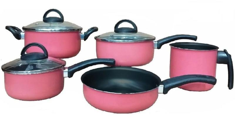 Conjunto de panelas rosa antiaderente 6 peças - Marpal - Jogo de ...