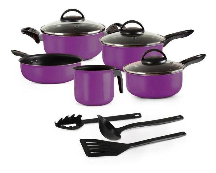 Conjunto De Panelas Teflon 08 Peças Elegan Roxo/Purpura - Alumínio ...