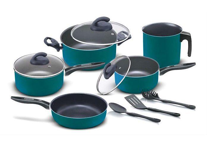Conjunto de panelas teflon verde elegan 08 peças antiaderente Menor preço em Conjunto de panelas teflon verde elegan 08 peças antiaderente