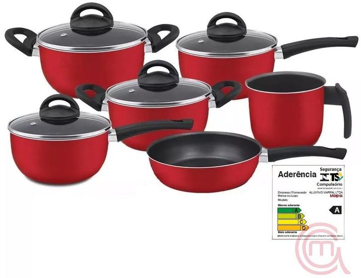 Imagem de Conjunto De Panelas Vermelho 06 Peças Com Teflon