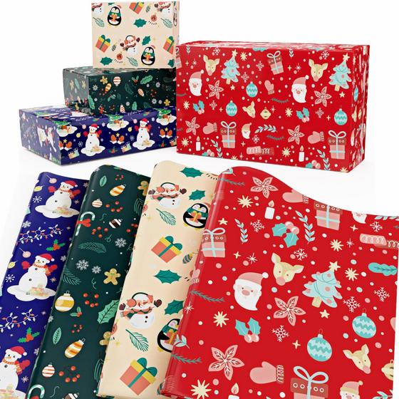 Imagem de Conjunto de papel de embrulho de Natal EverMerry 6 folhas 74x104cm