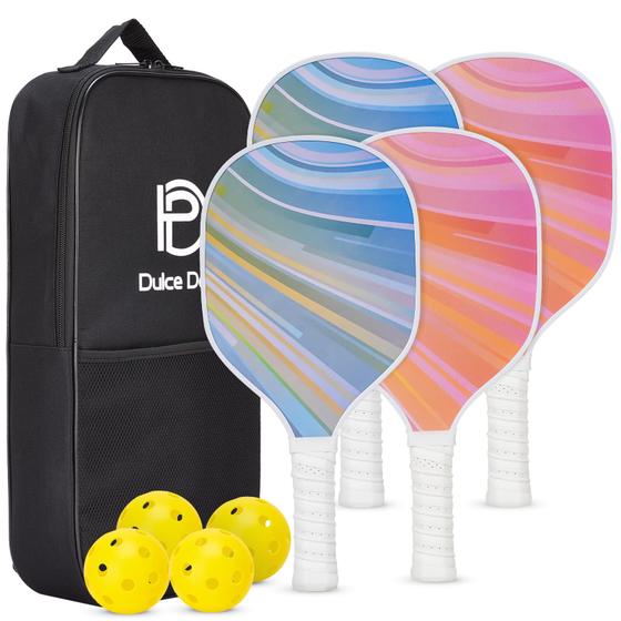 Imagem de Conjunto de pás Pickleball DULCE DOM 4 pás com 4 bolas e bolsa