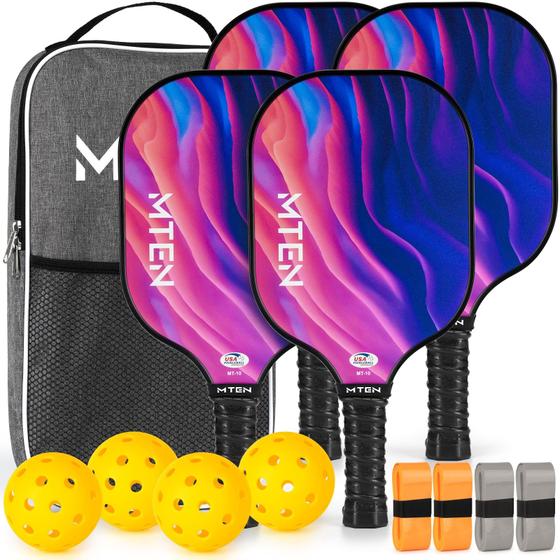 Imagem de Conjunto de pás Pickleball MTEN com 4 pás, 4 bolas e bolsa