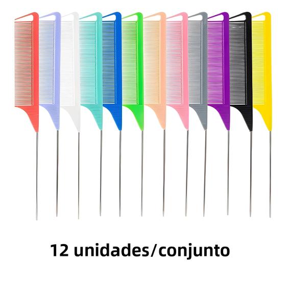Imagem de Conjunto de Pentes de Cauda Pontiaguda - Cores Variadas para Penteados, Tranças e Tintura de Cabelo