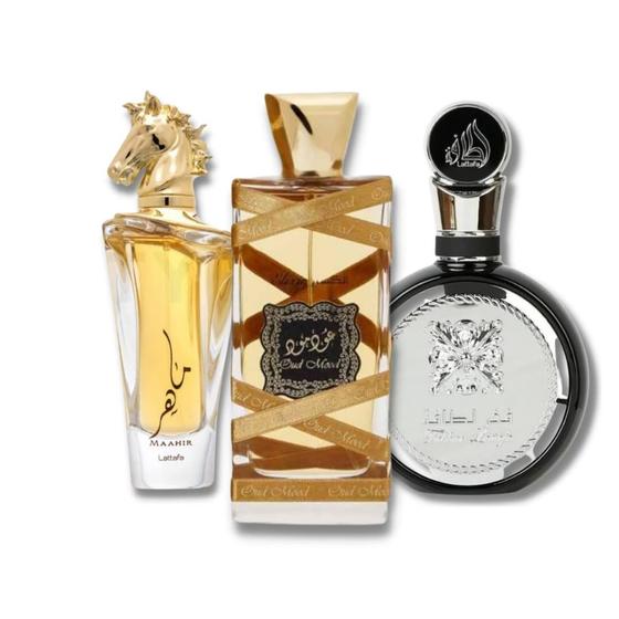 Imagem de Conjunto de perfume para presente Lattafa Maahir Fakhar Oud Mood Elixir 100ml