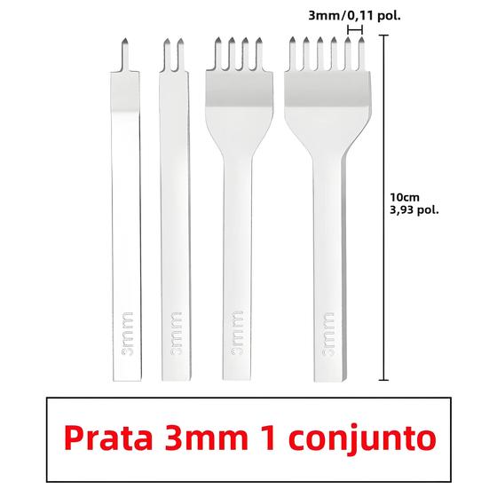 Imagem de Conjunto De Perfurador De Couro De 3 Mm 1, 2, 4, 6, Ferramenta De Espaçamento De Pontas Para Costura