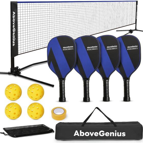 Imagem de Conjunto de Pickleball AboveGenius com Rede, Pás, Bolas e Bolsa de Transporte