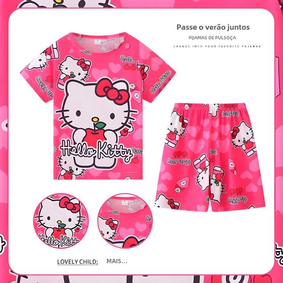 Imagem de Conjunto De Pijama Infantil De Verão Winnie Bear Stitch Cartoon Manga Curta Roupa De Dormir Para