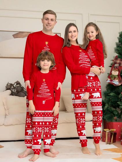 Imagem de Conjunto de Pijamas de Natal Família - Mamãe e Filha - Manga Comprida (2024)