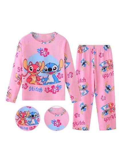 Imagem de Conjunto de Pijamas Disney Stitch Infantil - Roupa de Dormir Fofa para Meninos e Meninas