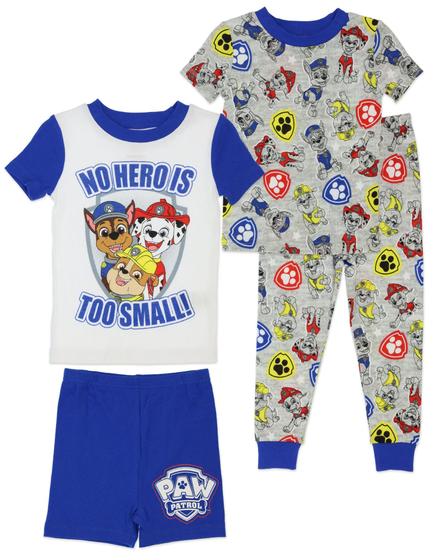 Imagem de Conjunto de Pijamas Paw Patrol Infantil 4 Peças - Algodão - Tamanho 2T - Cinza