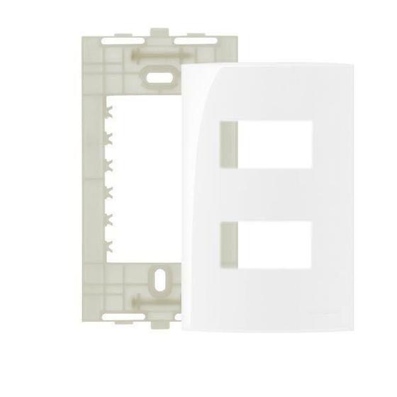 Imagem de Conjunto de Placa+Suporte 4x2 2 POS Separados Sleek Branco