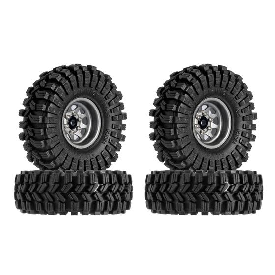 Imagem de Conjunto de pneus de roda 1.0 Beadlock Rim para carro RC Crawler 1/18 1/24