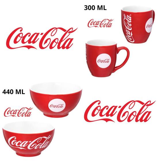 Imagem de Conjunto De Porcelana Vermelha  Hauskraft Coca-Cola Com Uma Caneca De 300ml E Uma Tigela De 400ml