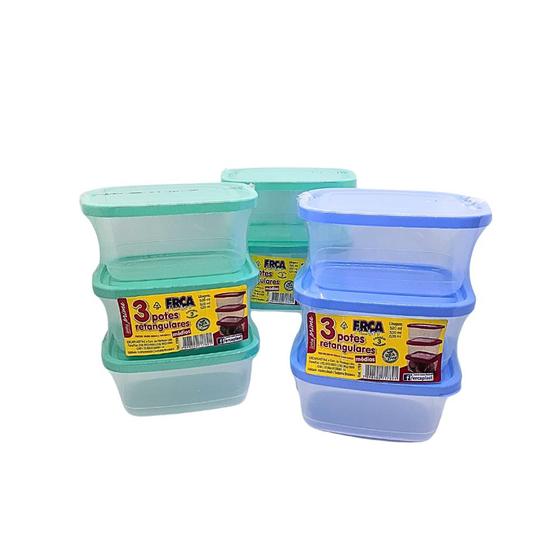 Conjunto de Pote Plástico Retangular Com Tampa- 3 peças Menor preço em Conjunto de Pote Plástico Retangular Com Tampa- 3 peças