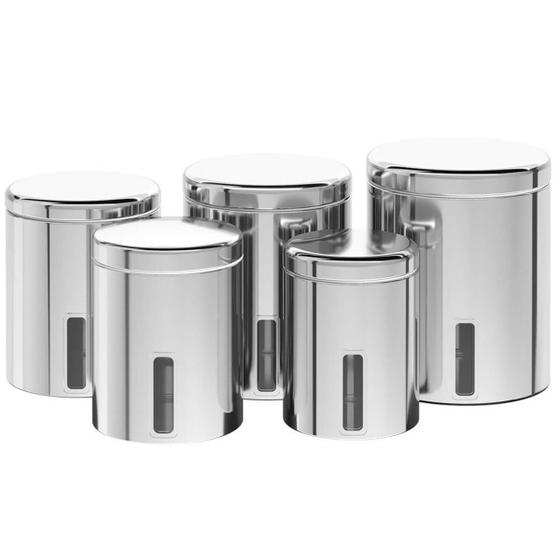 Imagem de Conjunto de Potes 5 Peças Porta Mantimentos Inox com Visor com Tampa Brinox