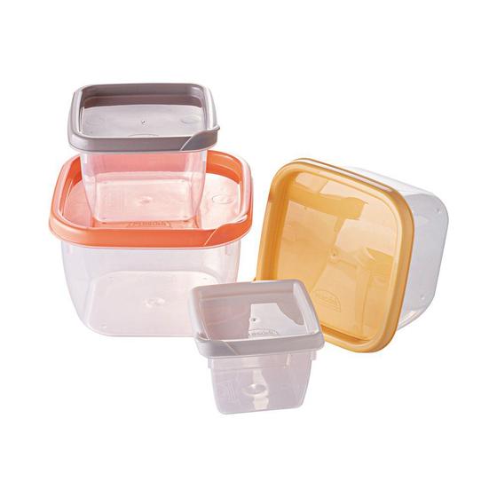 Imagem de Conjunto de Potes de Plástico Quadrados Conect 4 Unidades-Cores Diversas - Plasutil
