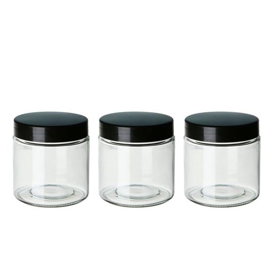 Imagem de Conjunto de Potes de Vidro Le Easy com Tampa Preta 3 Peças 700ml