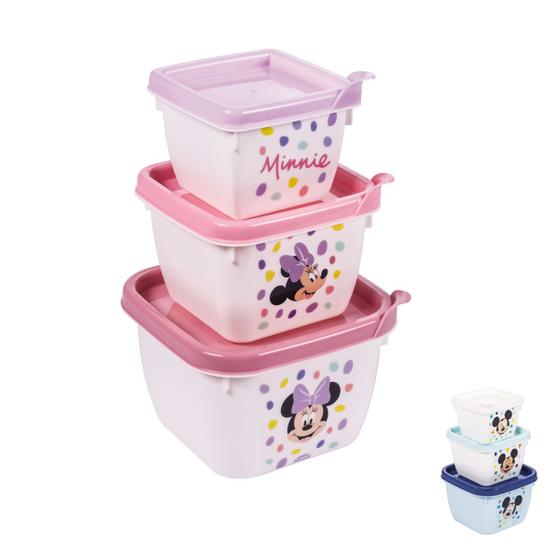 Imagem de Conjunto de Potinhos para Alimento com 3 Unidades Disney 140 270 470ml Encaixáveis Plasútil