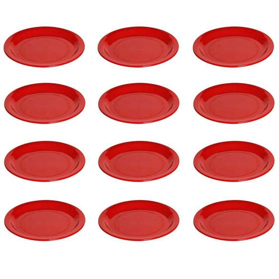 Imagem de Conjunto De Prato Elegance Vemplast 19Cm - 12 Peças Vermelho