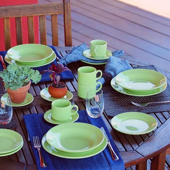 Imagem de Conjunto de pratos fundo Donna Verde Cerâmica - 8406