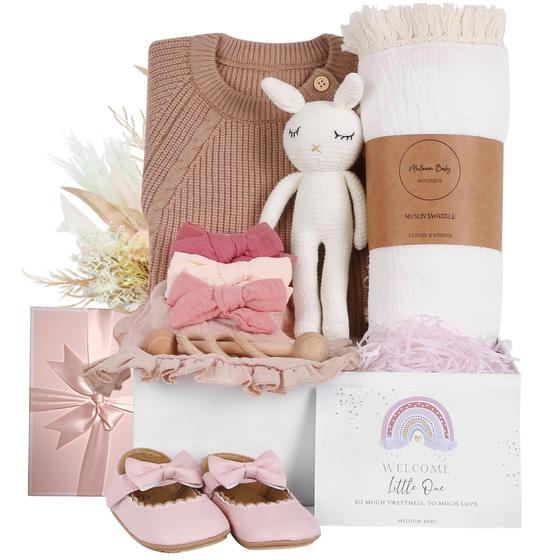 Imagem de Conjunto de presente meloom Deluxe Baby Girl com macacão, faixa e muito mais