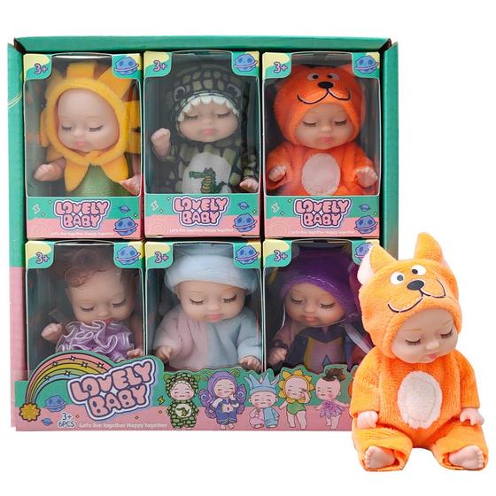 Imagem de Conjunto de presentes Mini Baby Dolls KOILLIEUS de 4 polegadas com 6 roupas para 3 crianças ou mais