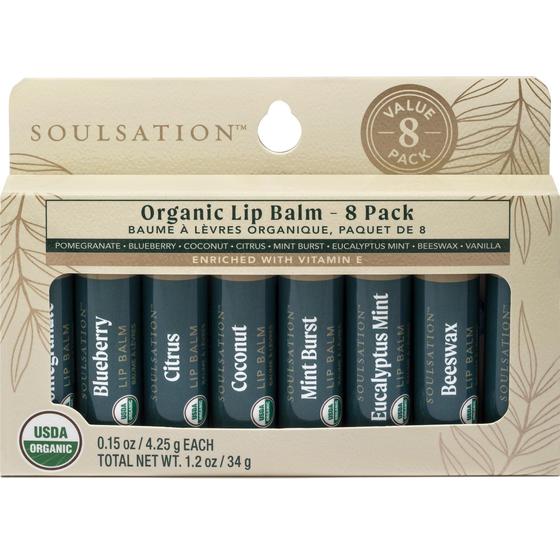 Imagem de Conjunto de protetor labial SOULSATION Organic 8 sabores hidratantes