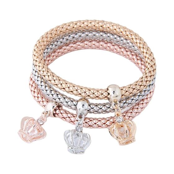 Imagem de Conjunto De Pulseira Elástica Feminina De 3 Cores Com Pingente De Coração Joias Da Moda Para Data,
