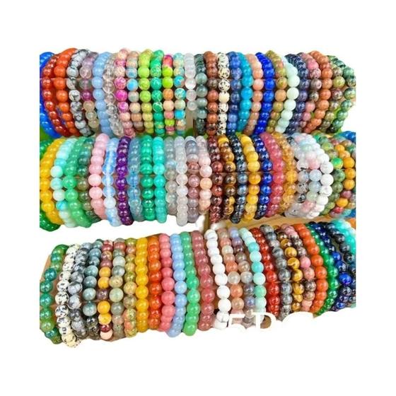 Imagem de Conjunto De Pulseiras Elásticas Com Contas De Cristal Natural Multicoloridas Para Homens E Mulheres