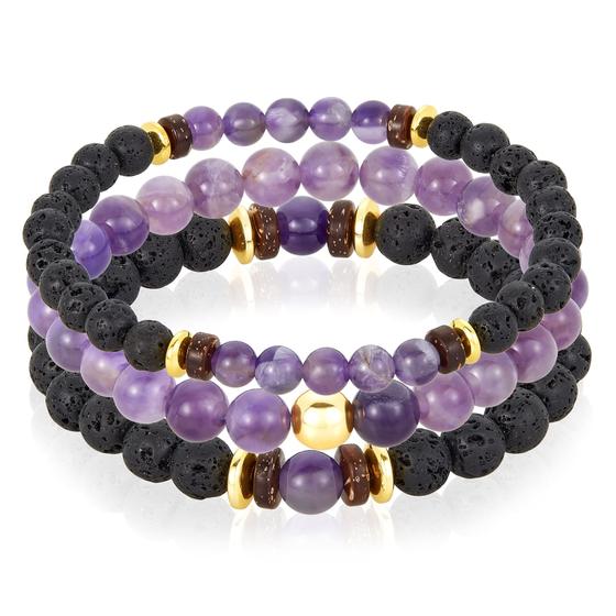 Imagem de Conjunto de pulseiras West Coast Jewelry Amethyst Stone para homens