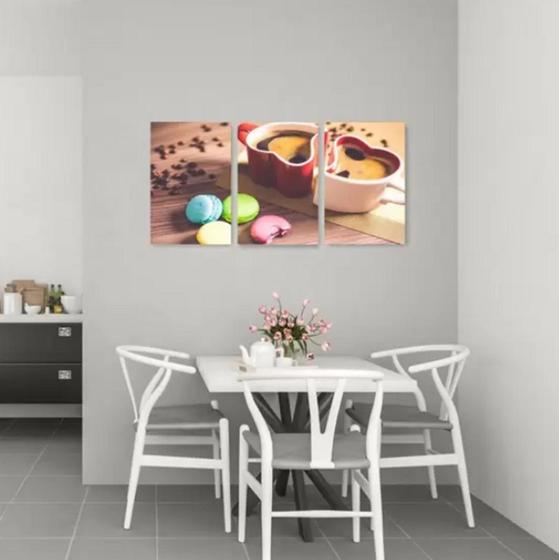 Imagem de conjunto de quadros decorativos 3 peças Café Macarons"