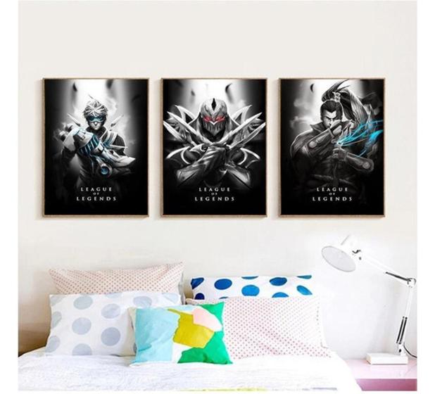 Imagem de conjunto de quadros decorativos 3 peças filme league"