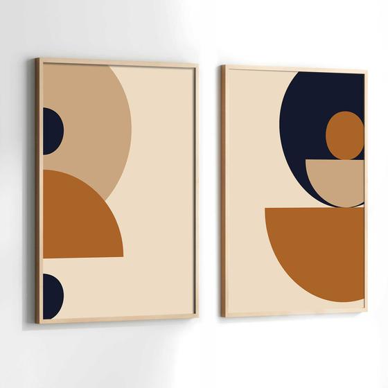 Imagem de Conjunto de Quadros Decorativos com Moldura Geometrico Formas  Sala Quarto Kit 2 