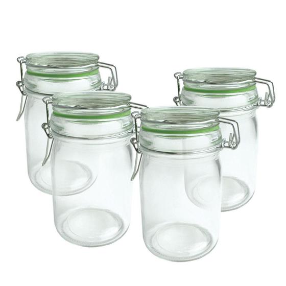 Imagem de Conjunto De Quatro Potes Herméticos Vidro Com Trava - 250 Ml