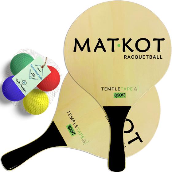 Imagem de Conjunto de raquetes Paddle Ball W4W Kadima Beach com 4 bolas e 2 pás