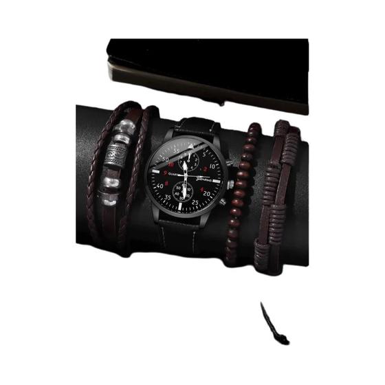 Imagem de Conjunto de Relógios de Quartzo Masculino - 4 Peças com Pulseira de Tecido PU