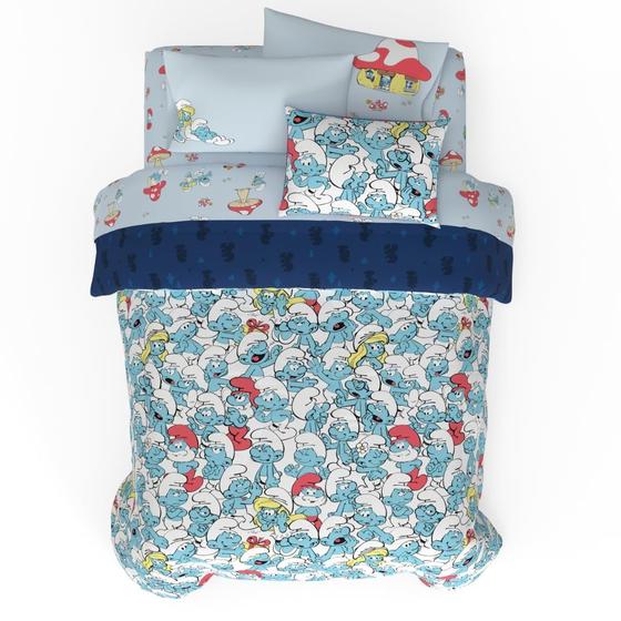 Imagem de Conjunto de roupa de cama Franco The Smurfs Super Soft Microfiber 7 peças