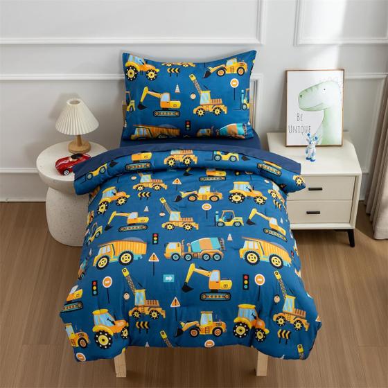 Imagem de Conjunto de roupa de cama infantil NTBED Traffic Construction para meninos