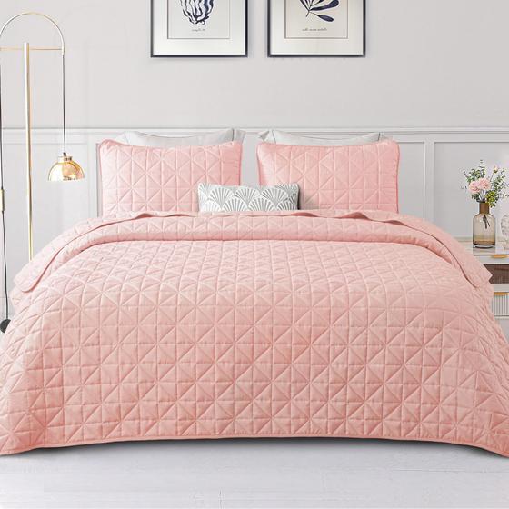 Imagem de Conjunto de Roupa de Cama King Size Mezcla Quilts Rosa - Leve e Exclusivo