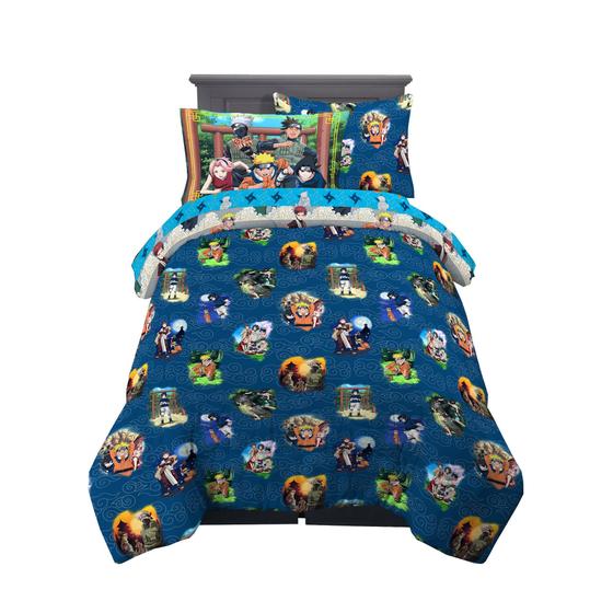 Imagem de Conjunto de roupa de cama Naruto Anime Twin Size com edredom e lençol